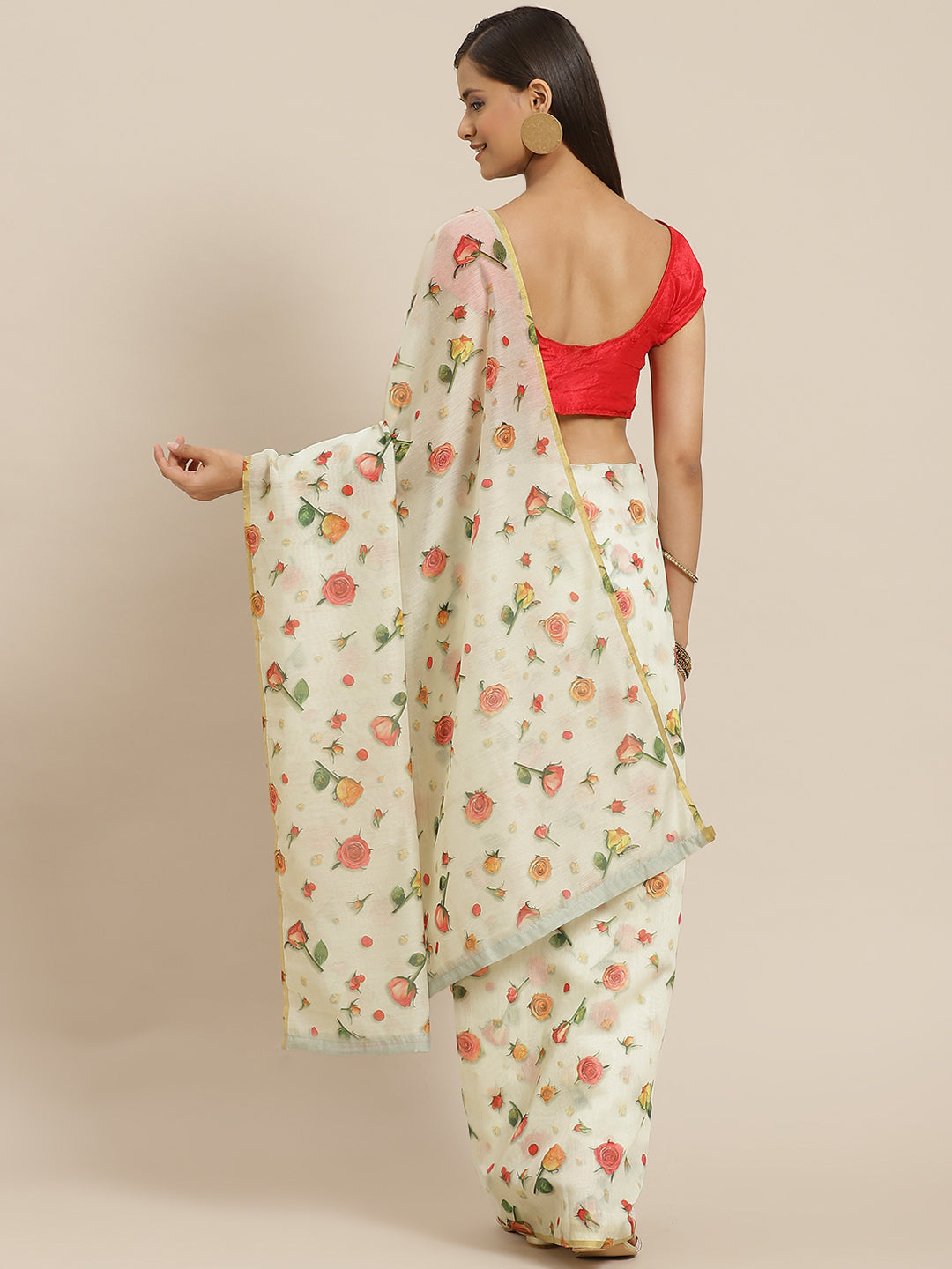 Floral Printed Organza Saree