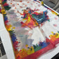 Digital Printed Holi Special Chanderi White & Multicolored Saree