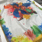 Digital Printed Holi Special Chanderi White & Multicolored Saree