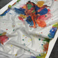 Digital Printed Holi Special Chanderi White & Multicolored Saree