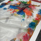 Digital Printed Holi Special Chanderi White & Multicolored Saree