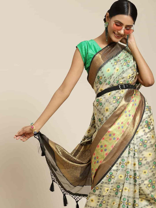 Ikat Woven Design Saree