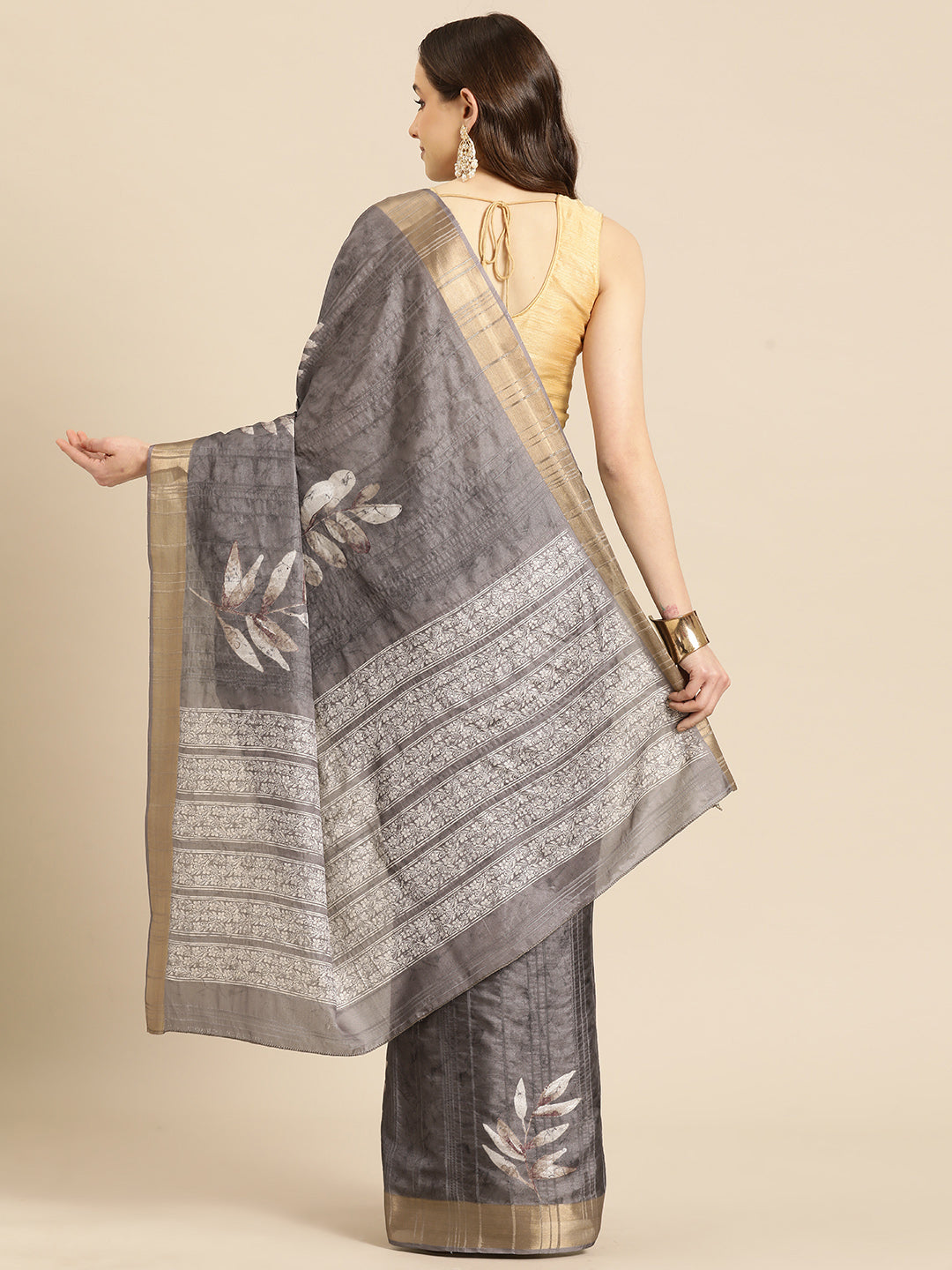 Soft Silk Floral Printed Zari Woven Border Saree
