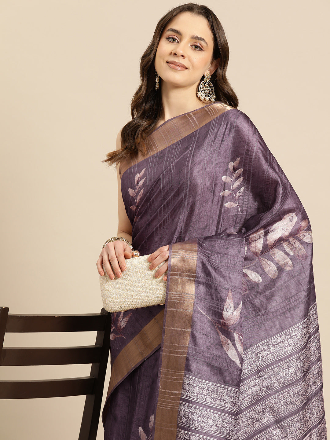 Soft Silk Floral Printed Zari Woven Border Saree