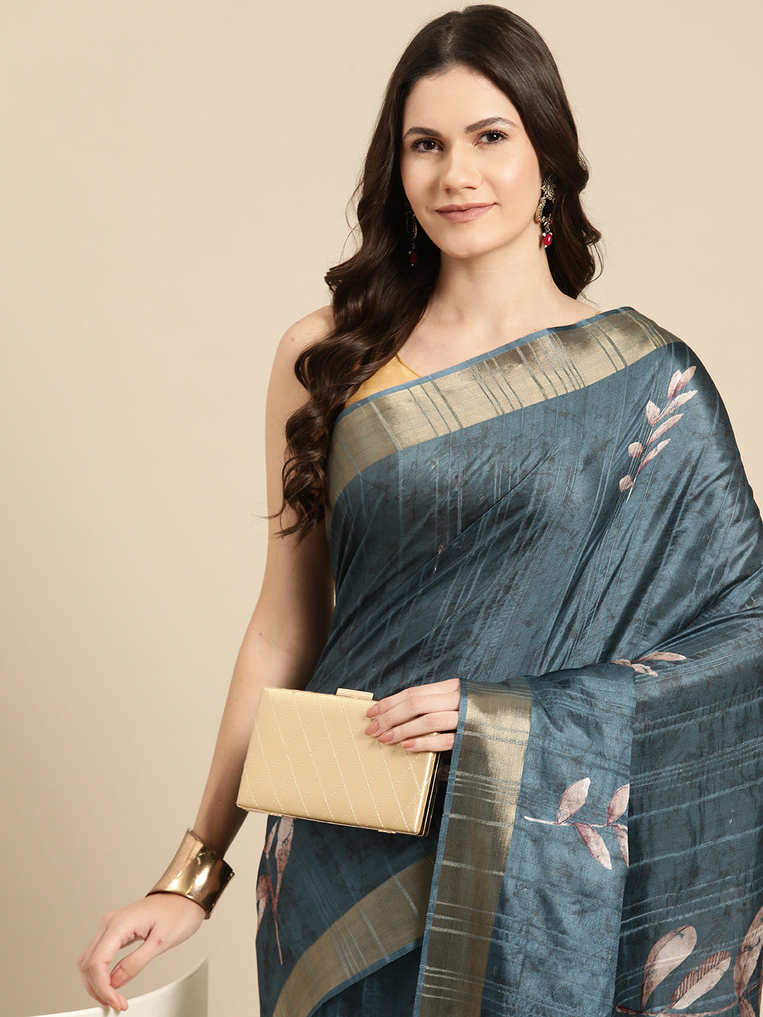 Soft Silk Floral Printed Zari Woven Border Saree