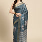 Soft Silk Floral Printed Zari Woven Border Saree
