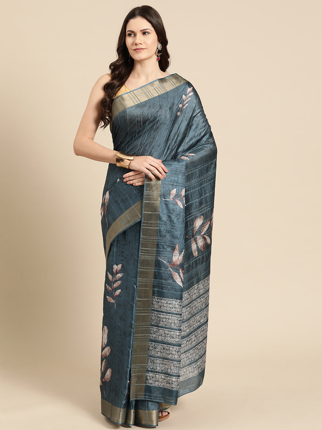 Soft Silk Floral Printed Zari Woven Border Saree