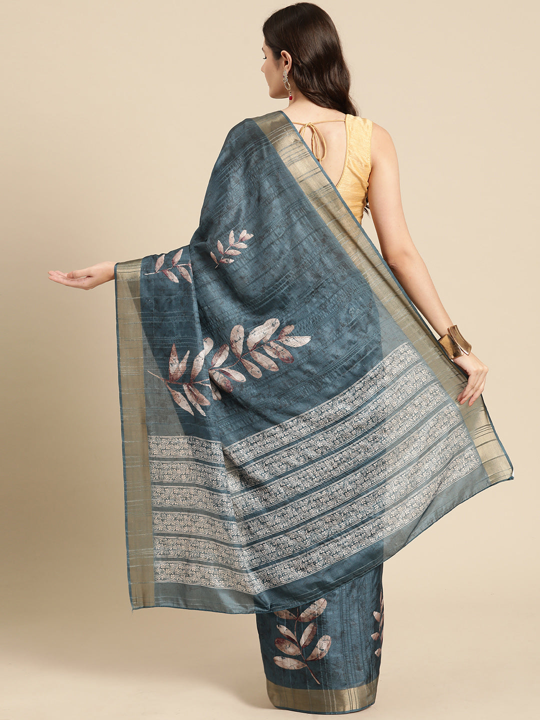Soft Silk Floral Printed Zari Woven Border Saree