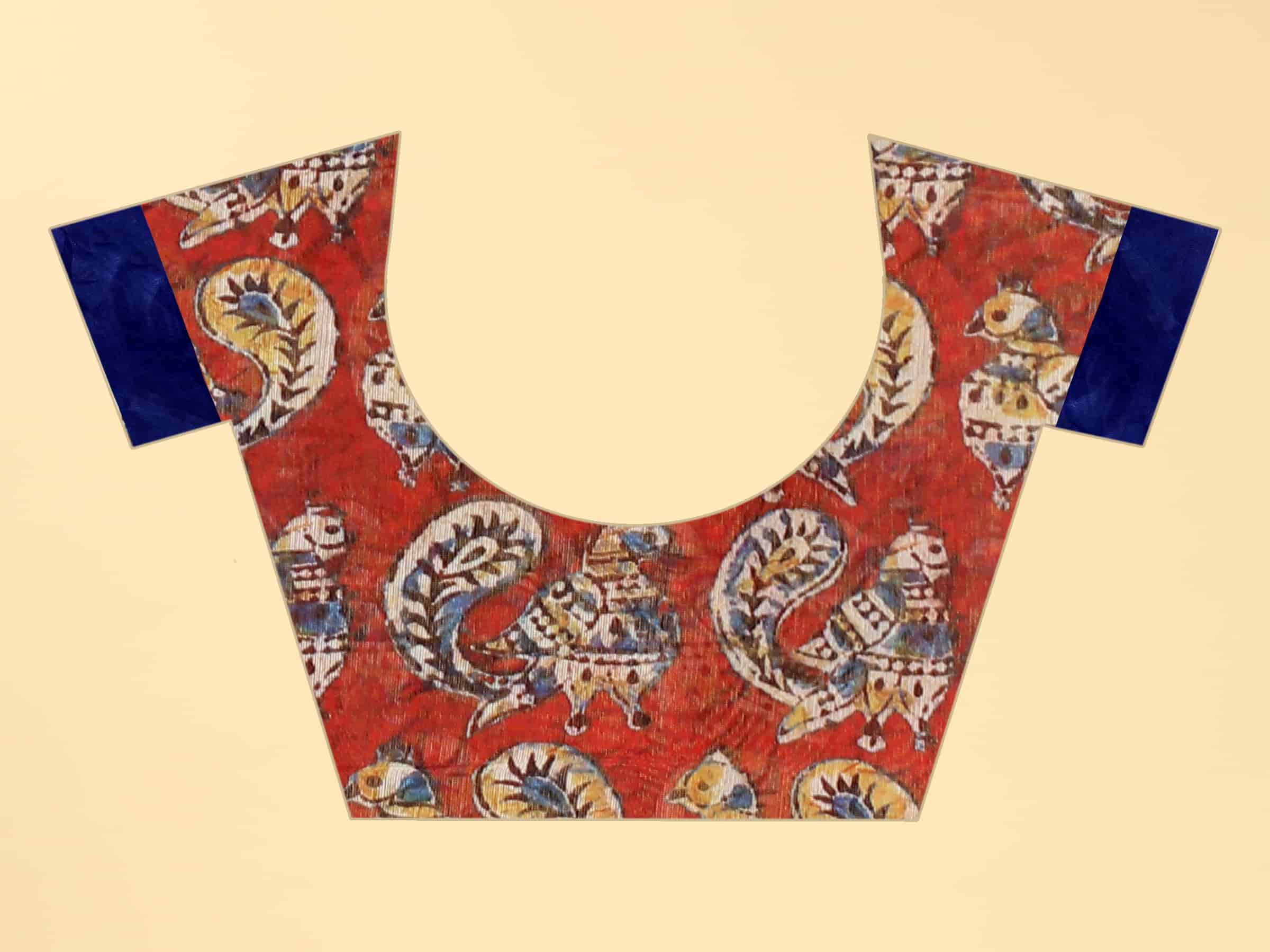 Kalamkari Digital Printed Indigo Saree