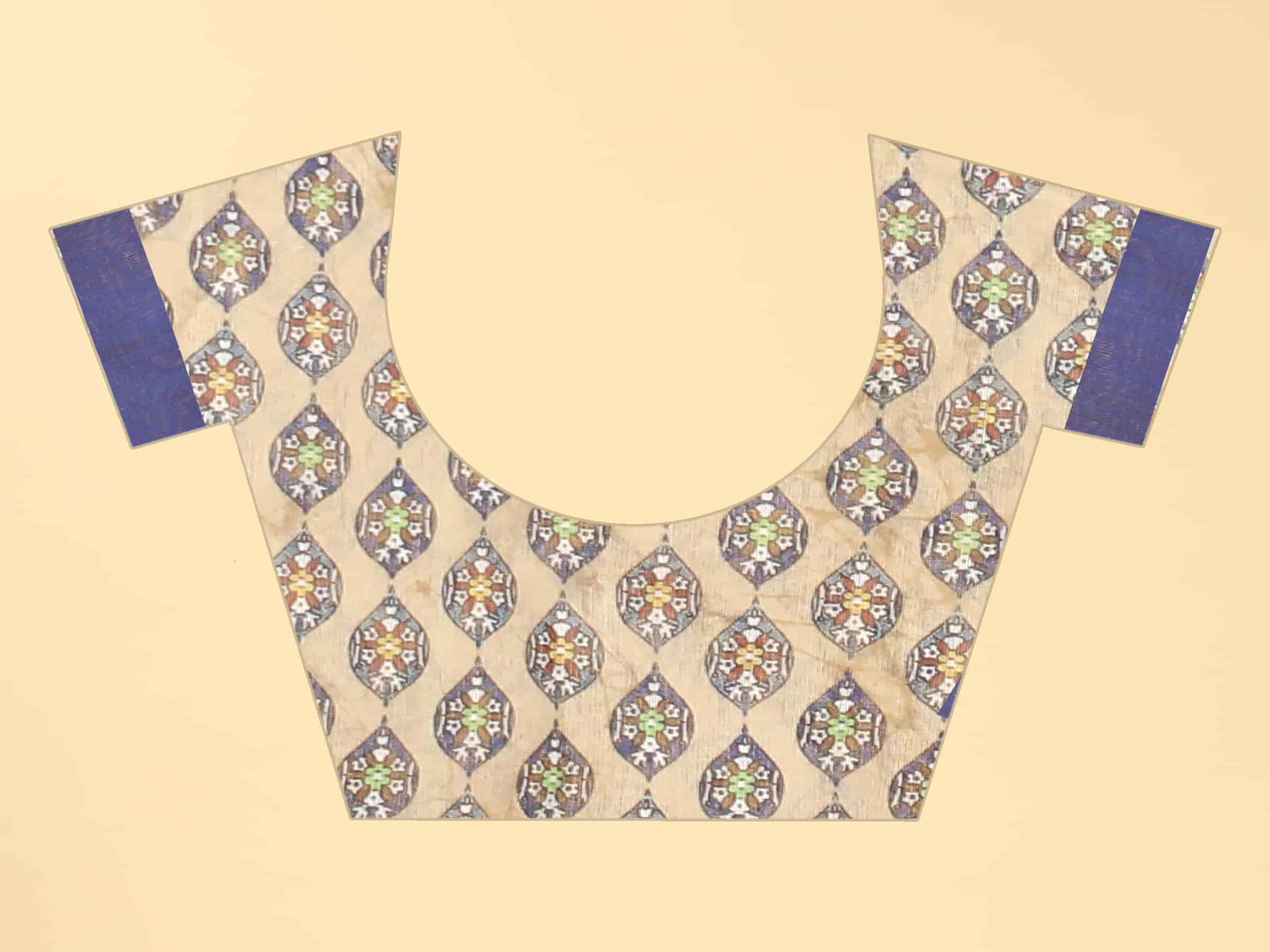 Kalamkari Digital Printed Indigo Saree