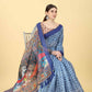 Kalamkari Digital Printed Indigo Saree