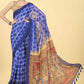 Kalamkari Digital Printed Indigo Saree
