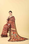 Kalamkari Digital Printed Indigo Saree