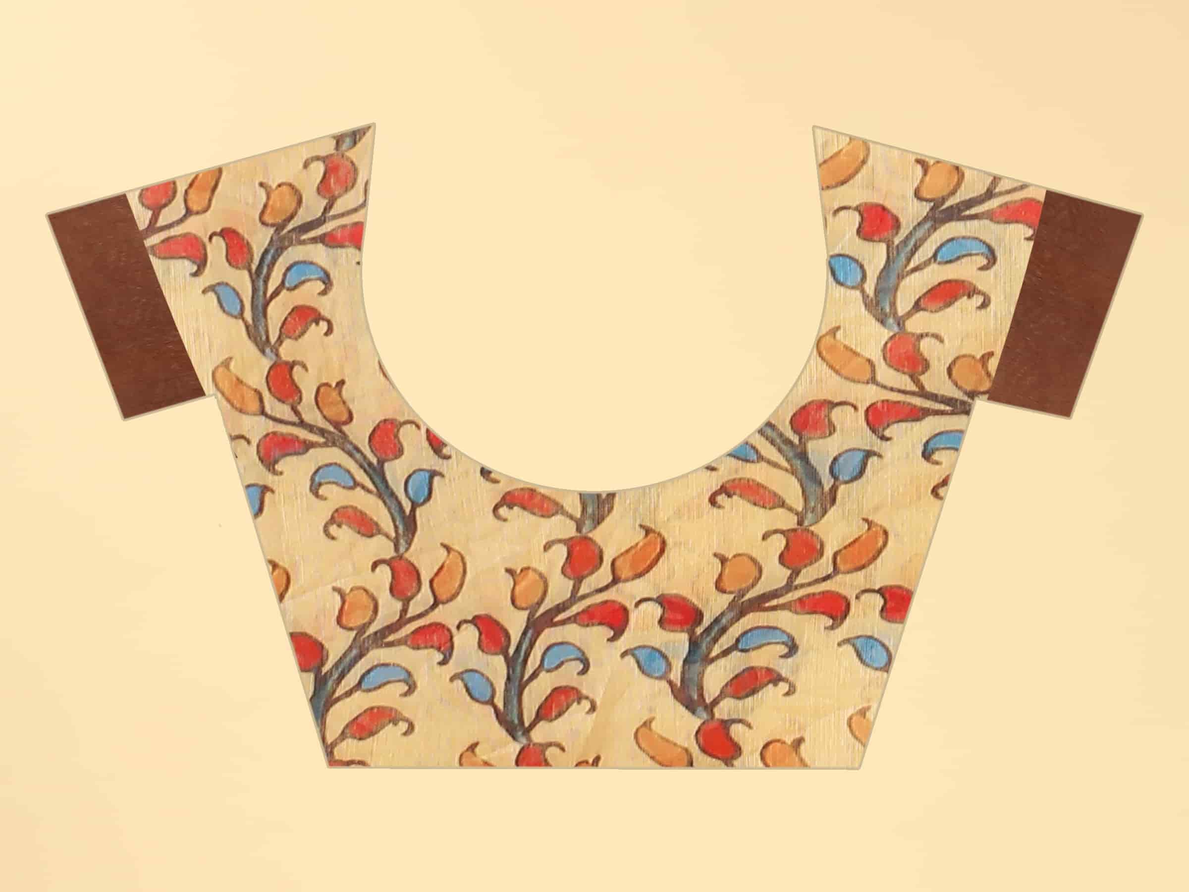 Kalamkari Digital Printed Indigo Saree