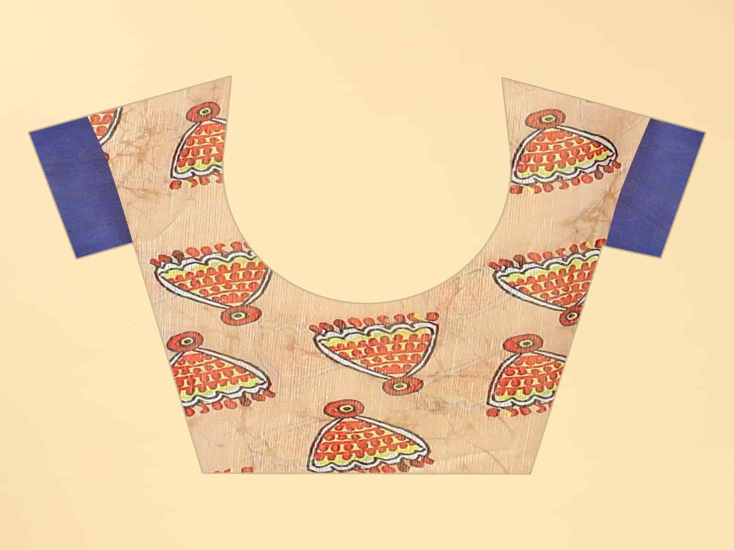 Kalamkari Digital Printed Indigo Saree