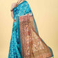 Kalamkari Digital Printed Indigo Saree