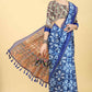 Kalamkari Digital Printed Indigo Saree