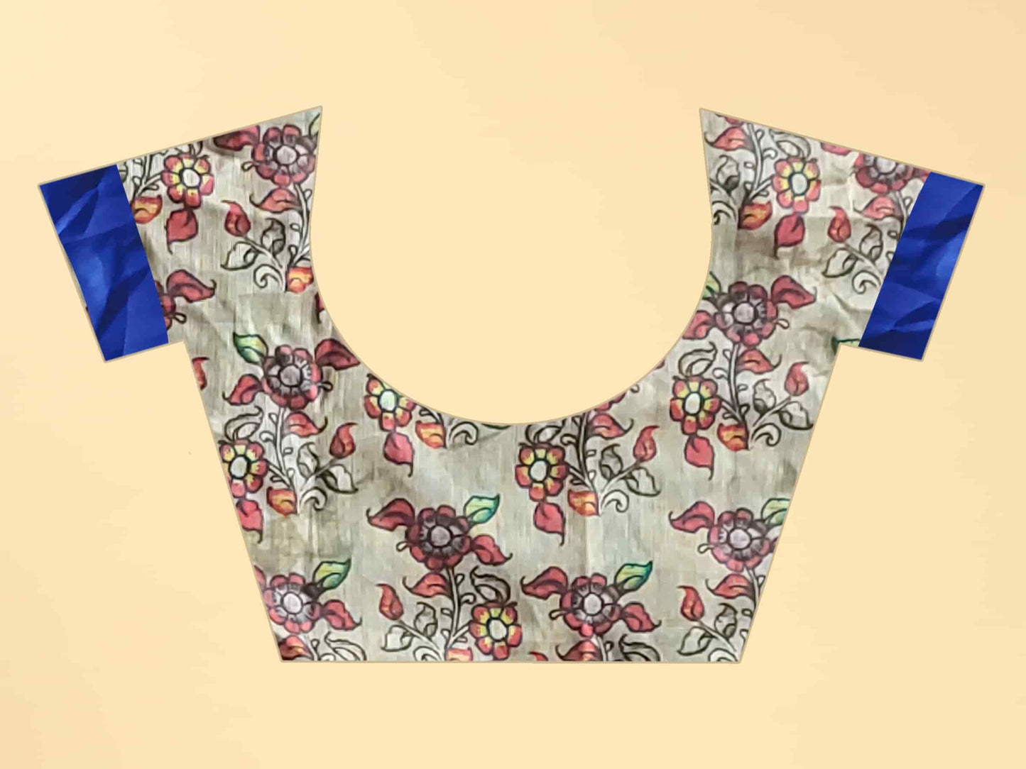 Kalamkari Digital Printed Indigo Saree