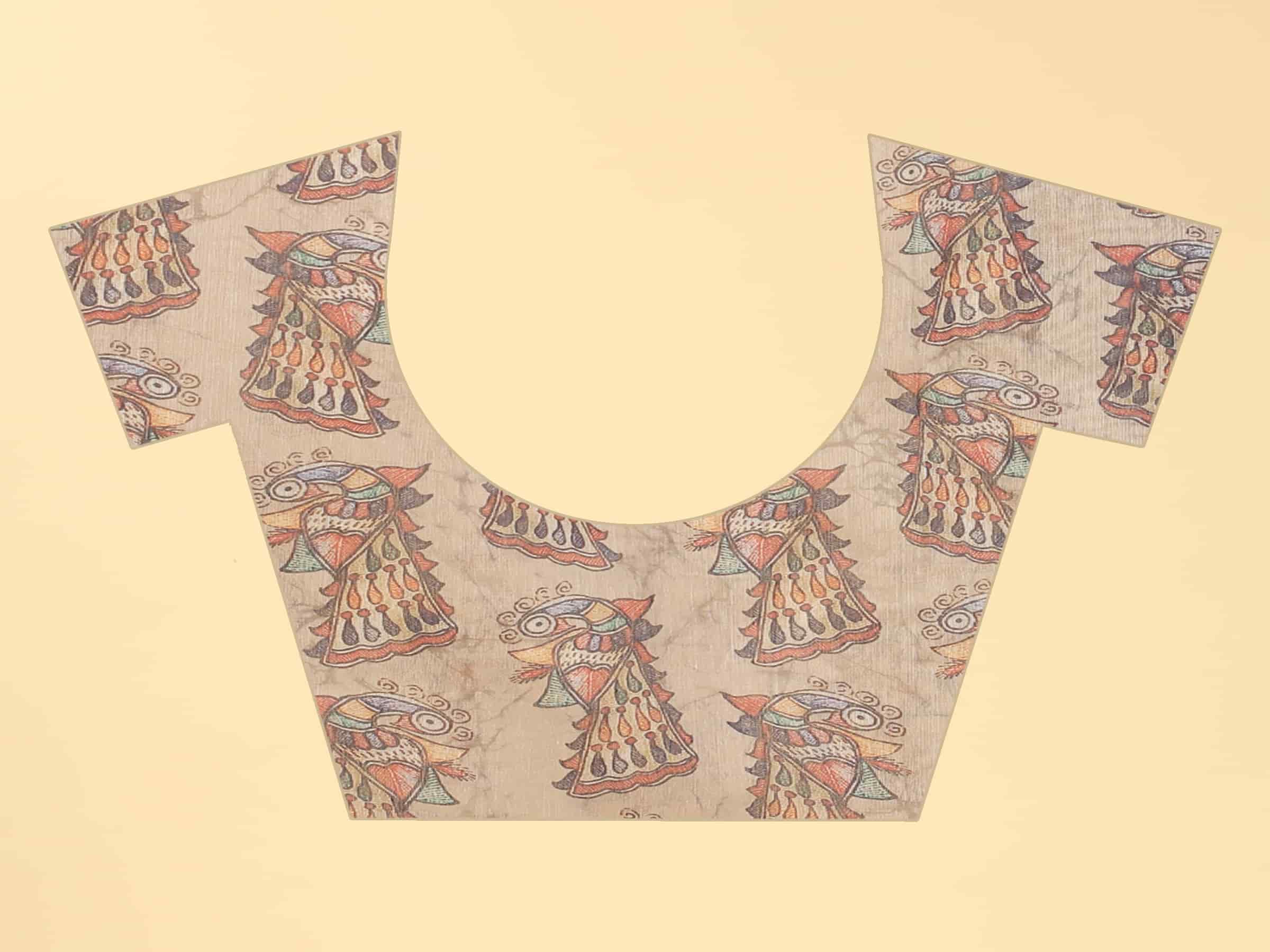 Kalamkari Digital Printed Indigo Saree