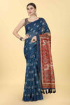 Kalamkari Digital Printed Indigo Saree