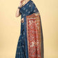 Kalamkari Digital Printed Indigo Saree