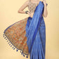 Kalamkari Digital Printed Indigo Saree