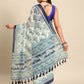 Kalamkari Digital Printed Indigo Saree