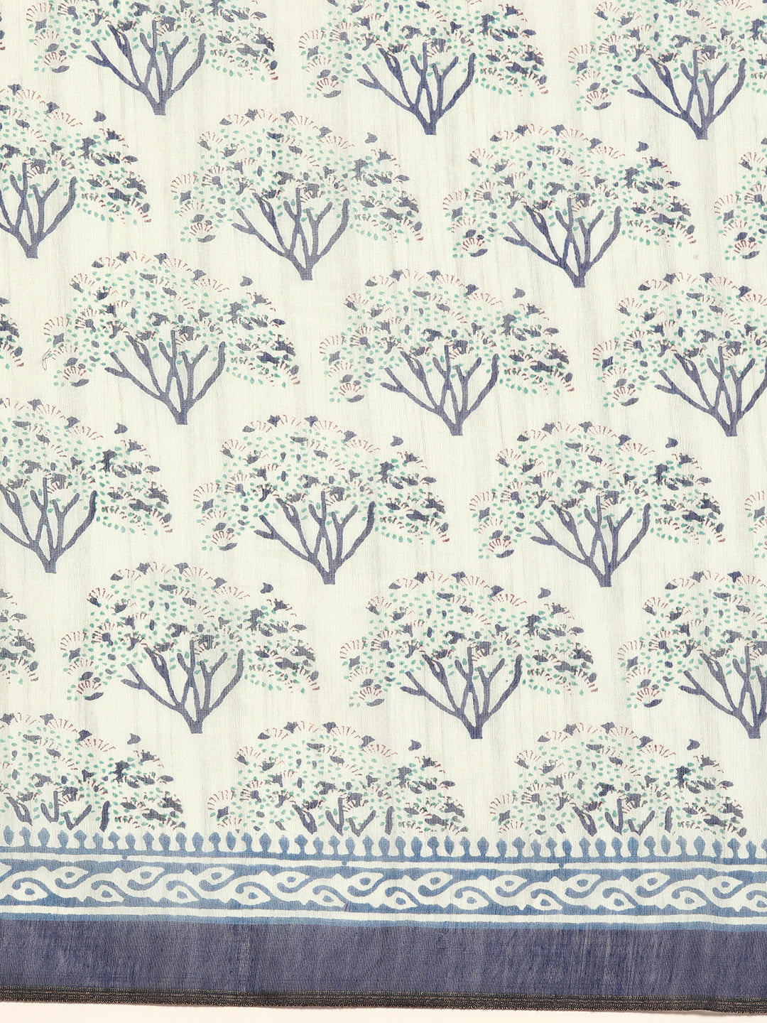 Kalamkari Digital Printed Indigo Saree