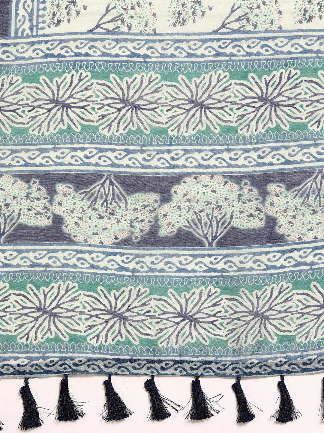 Kalamkari Digital Printed Indigo Saree