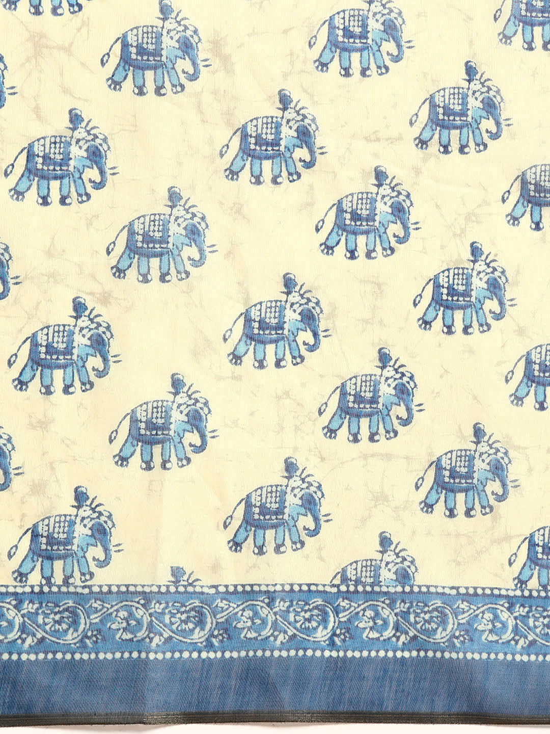 Kalamkari Digital Printed Indigo Saree