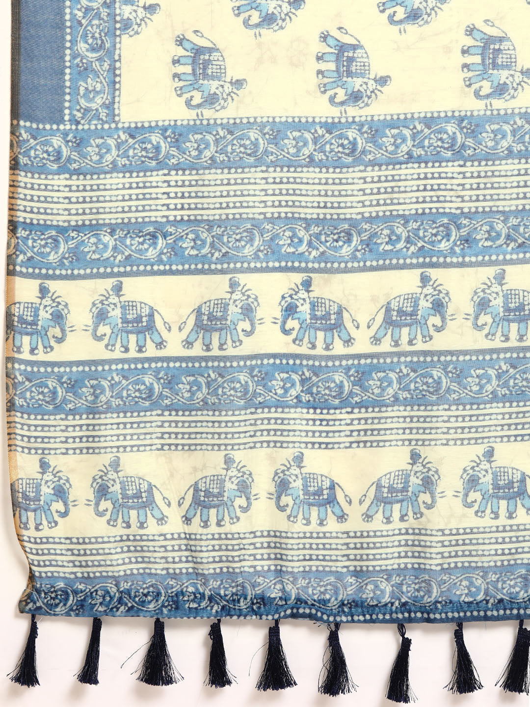 Kalamkari Digital Printed Indigo Saree