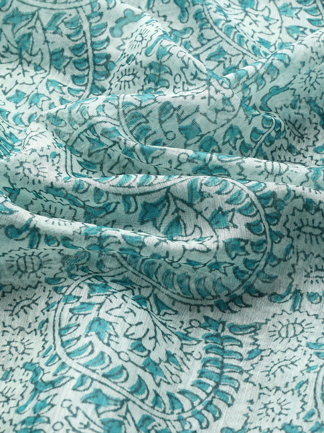 Kalamkari Digital Printed Indigo Saree