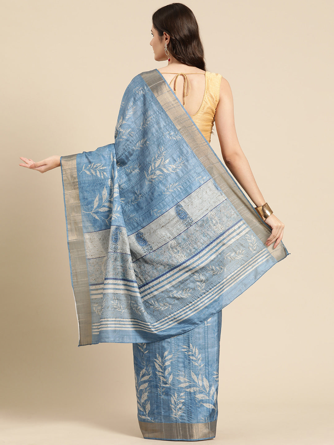 Soft Silk Floral Printed Zari Woven Border Saree