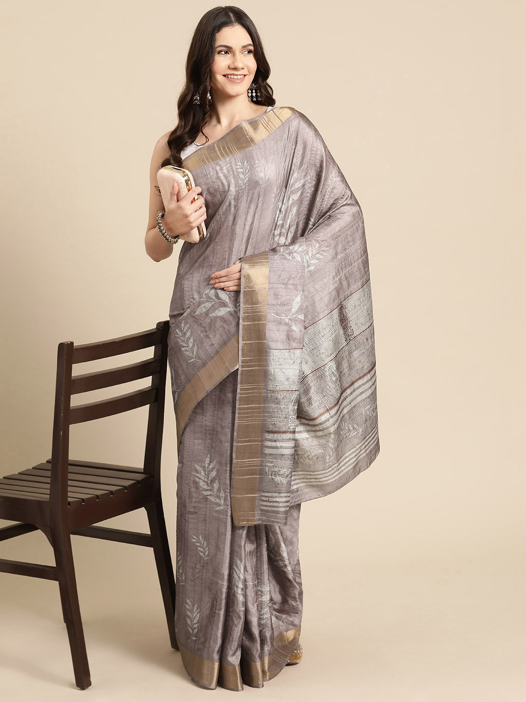 Soft Silk Floral Printed Zari Woven Border Saree
