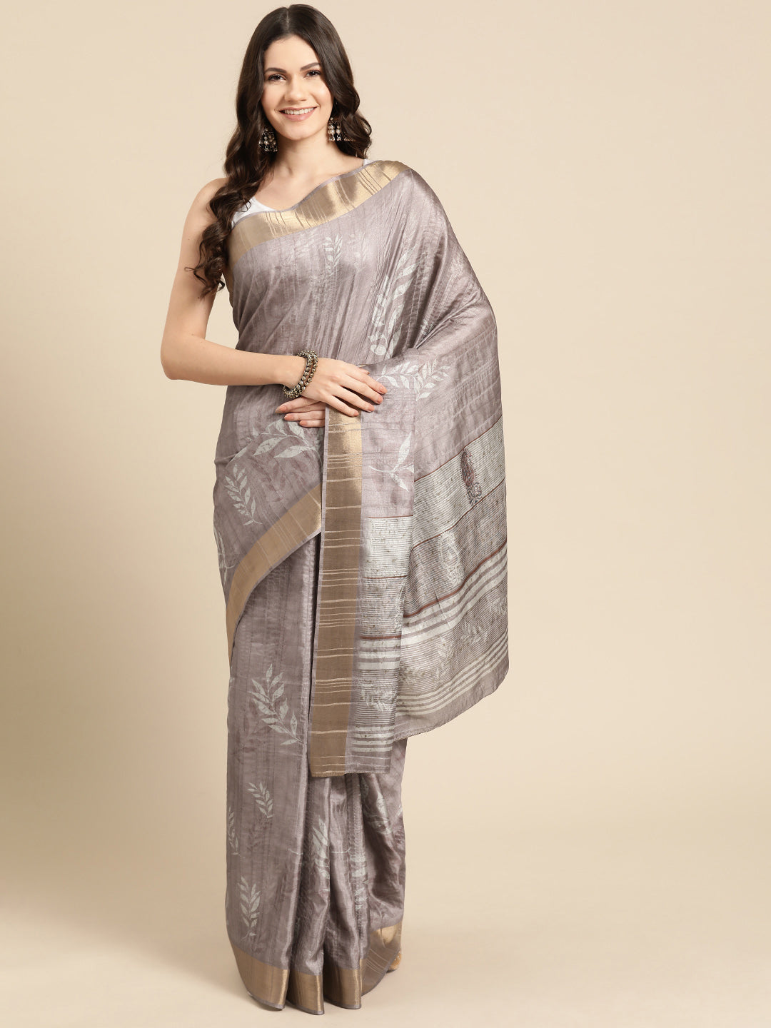 Soft Silk Floral Printed Zari Woven Border Saree