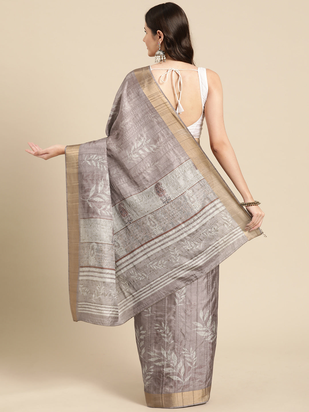 Soft Silk Floral Printed Zari Woven Border Saree