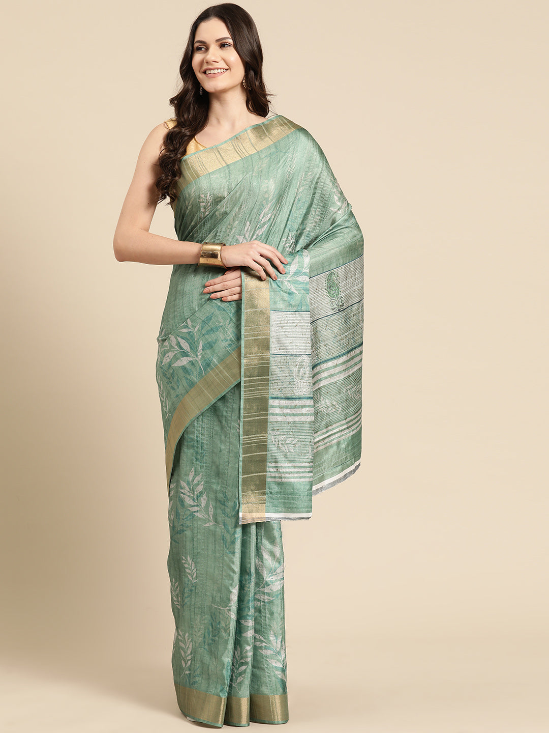 Soft Silk Floral Printed Zari Woven Border Saree