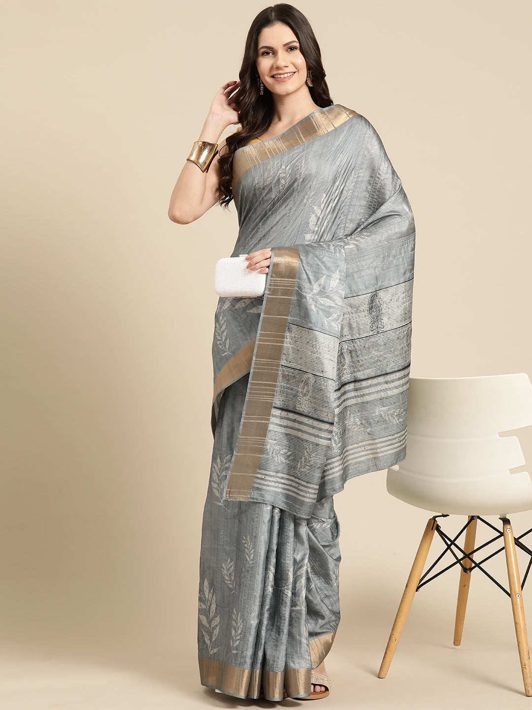 Soft Silk Floral Printed Zari Woven Border Saree