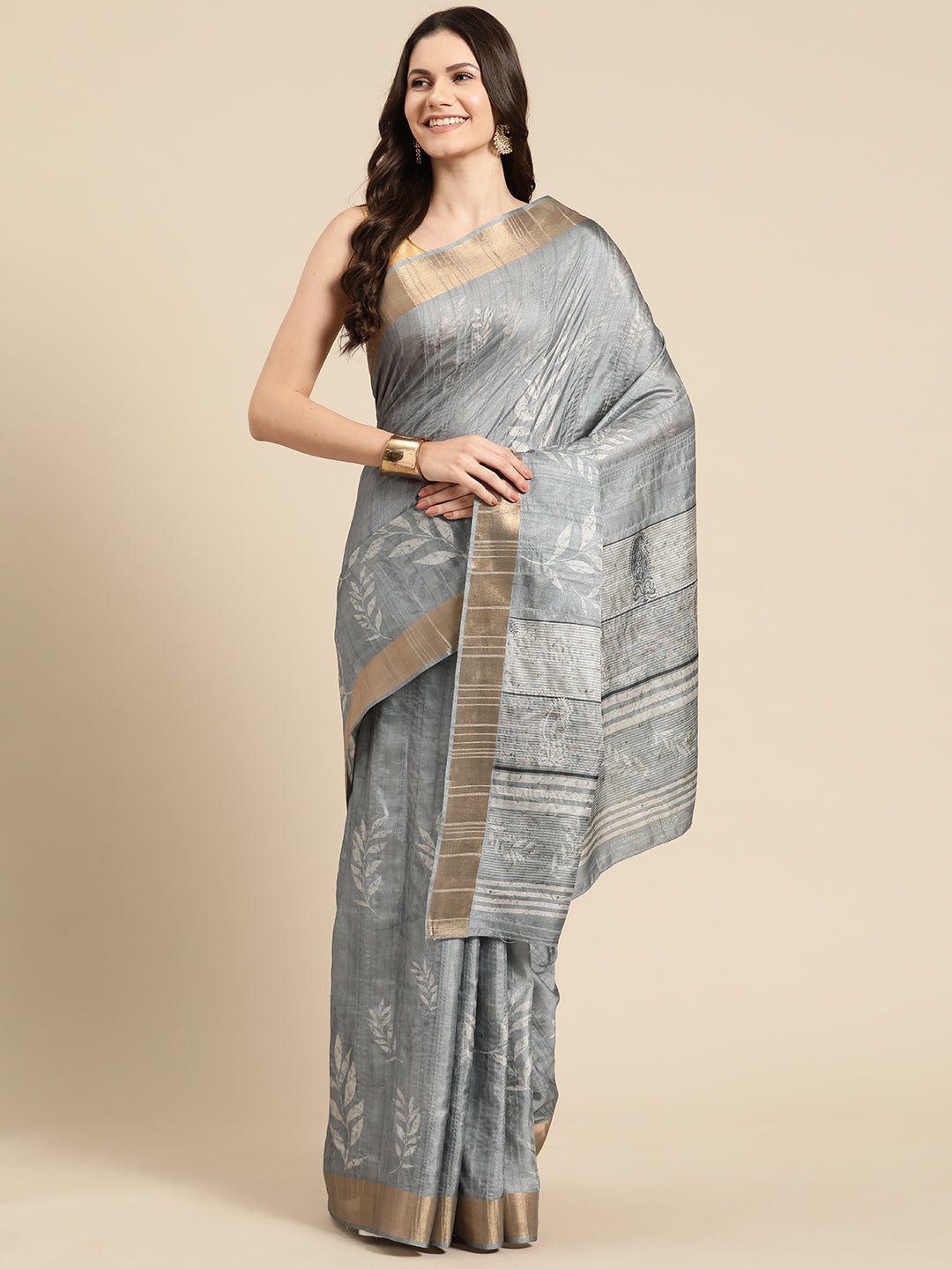 Soft Silk Floral Printed Zari Woven Border Saree