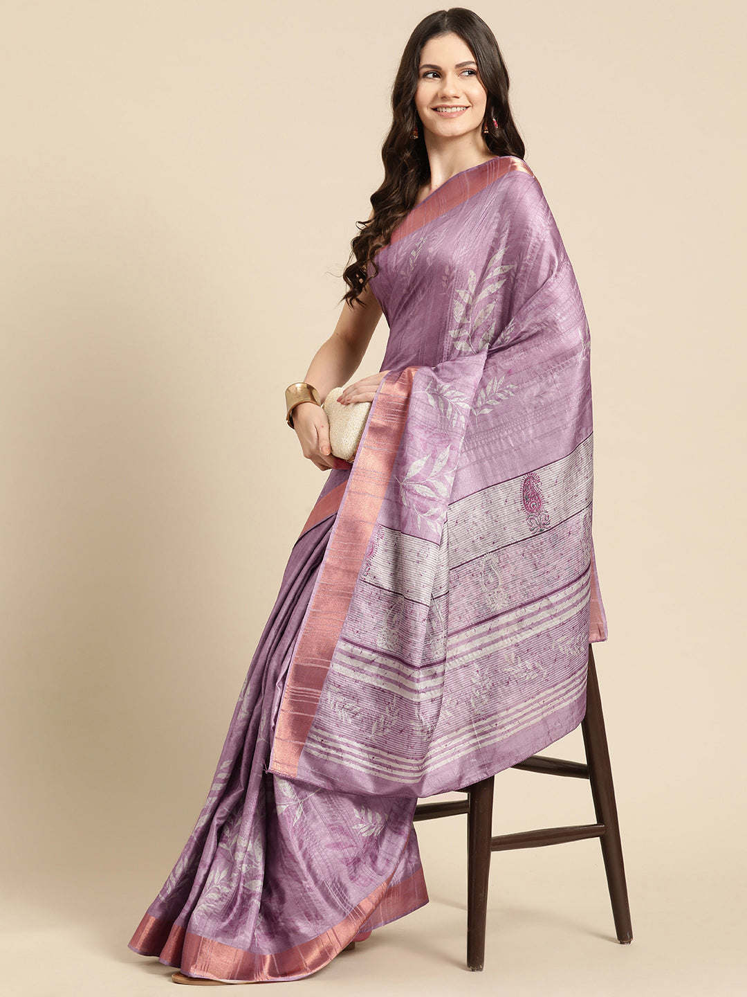 Soft Silk Floral Printed Zari Woven Border Saree