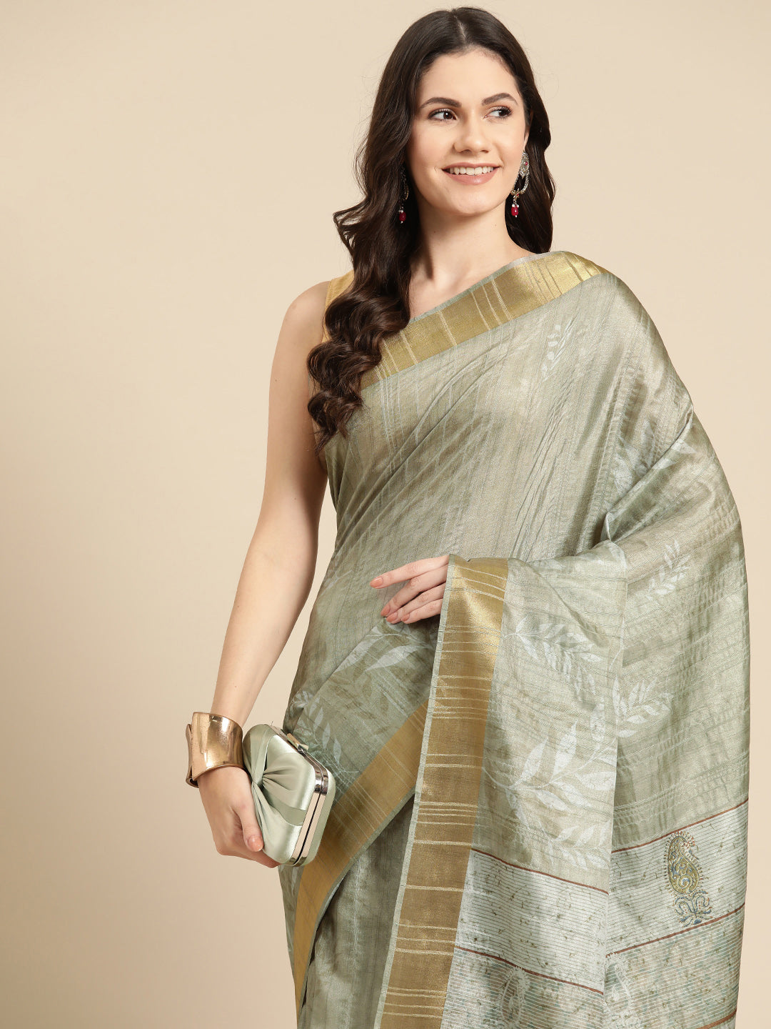 Soft Silk Floral Printed Zari Woven Border Saree
