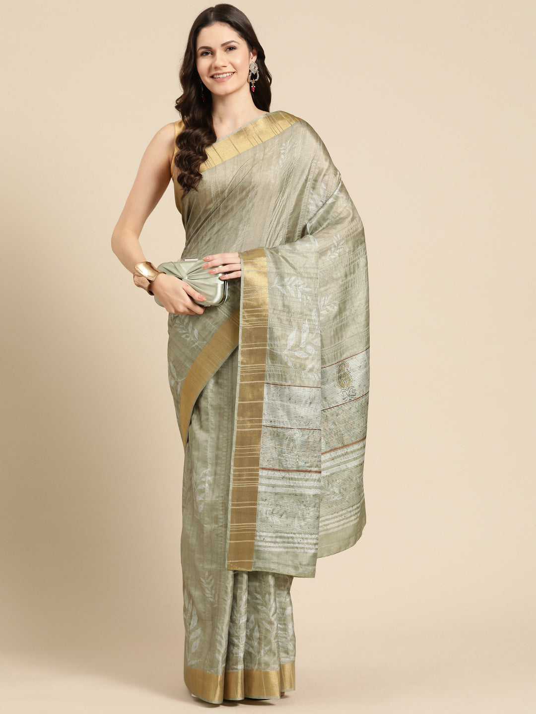 Soft Silk Floral Printed Zari Woven Border Saree