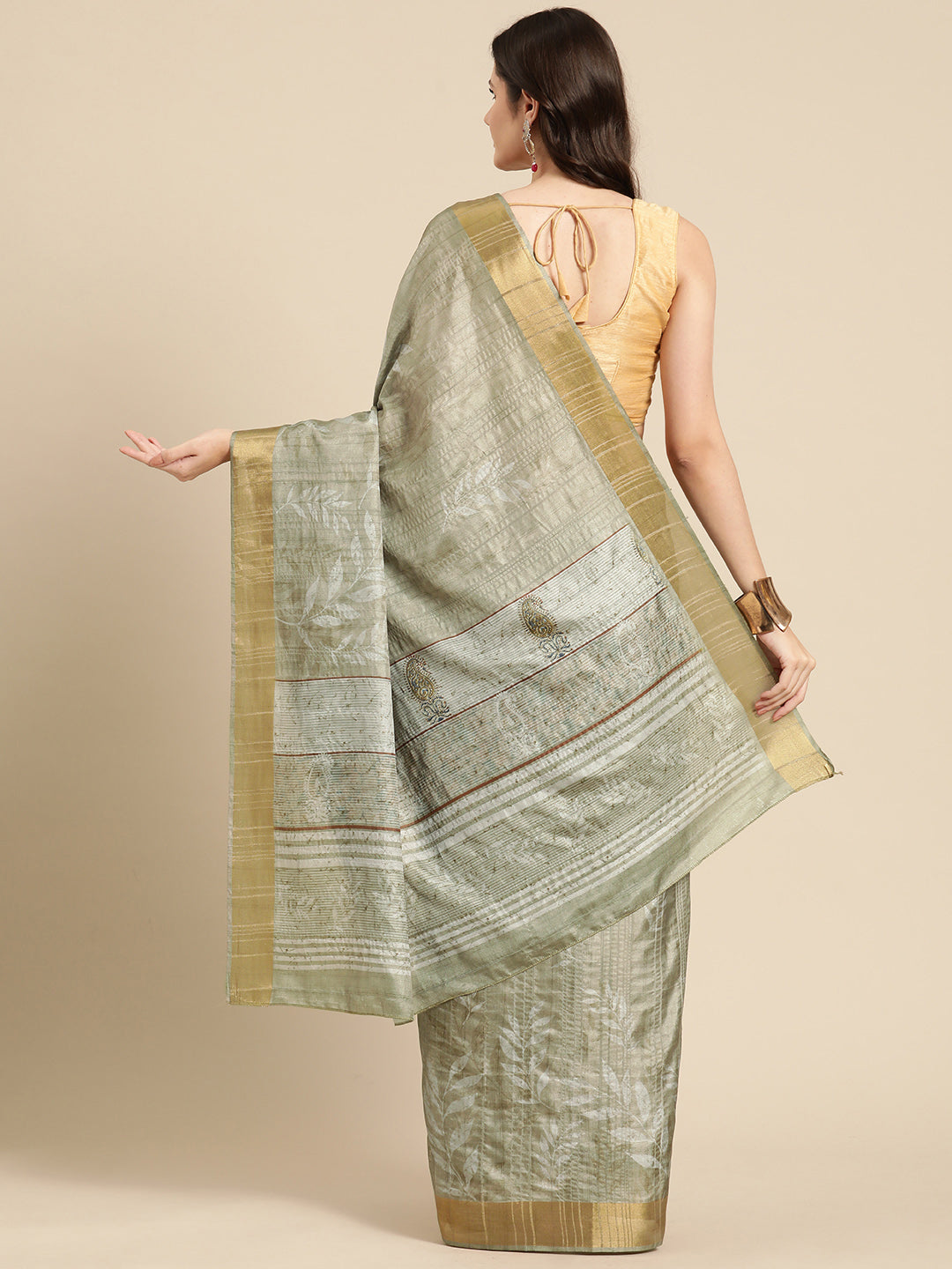 Soft Silk Floral Printed Zari Woven Border Saree