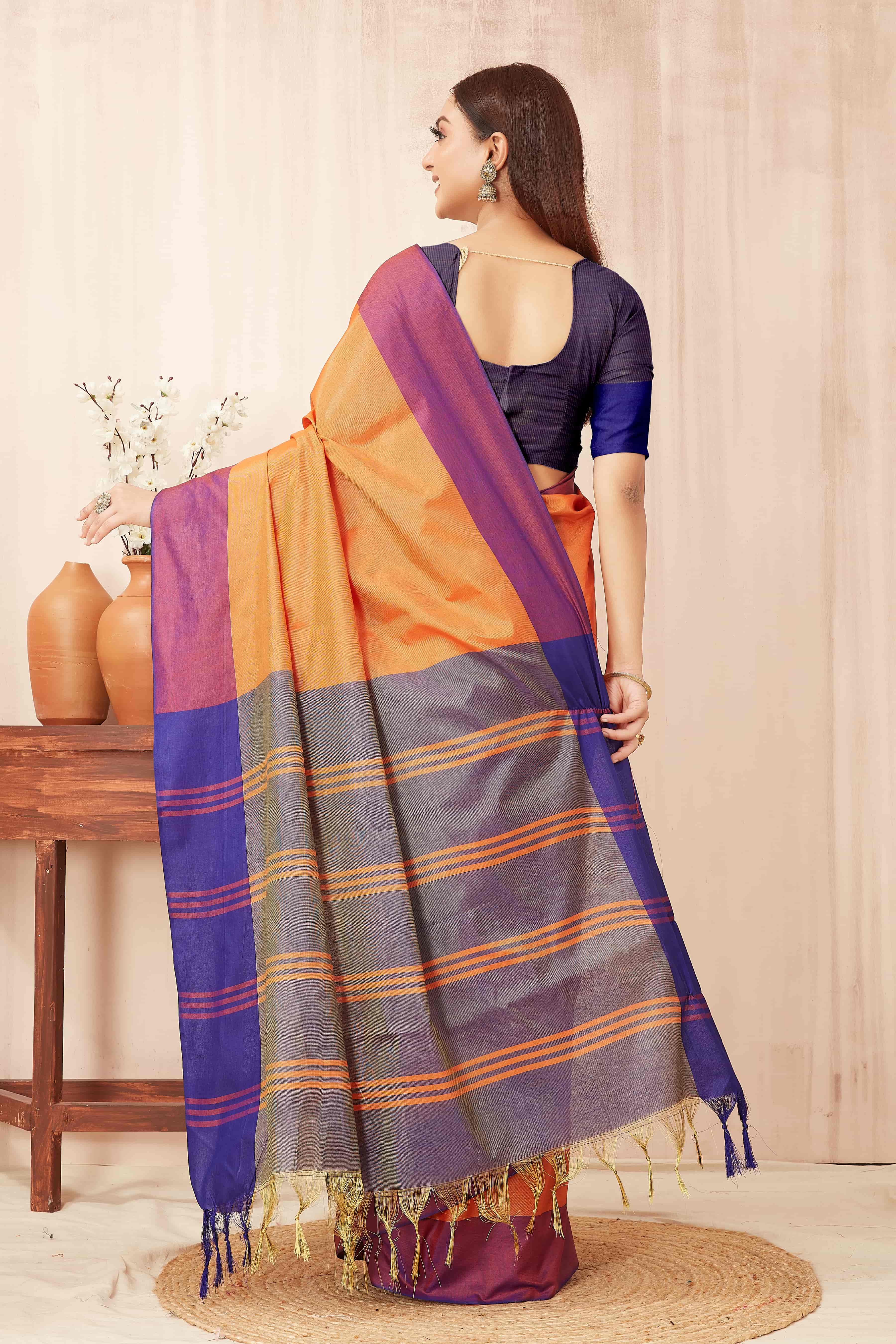 Solid Zari Banarasi Saree With Tassels