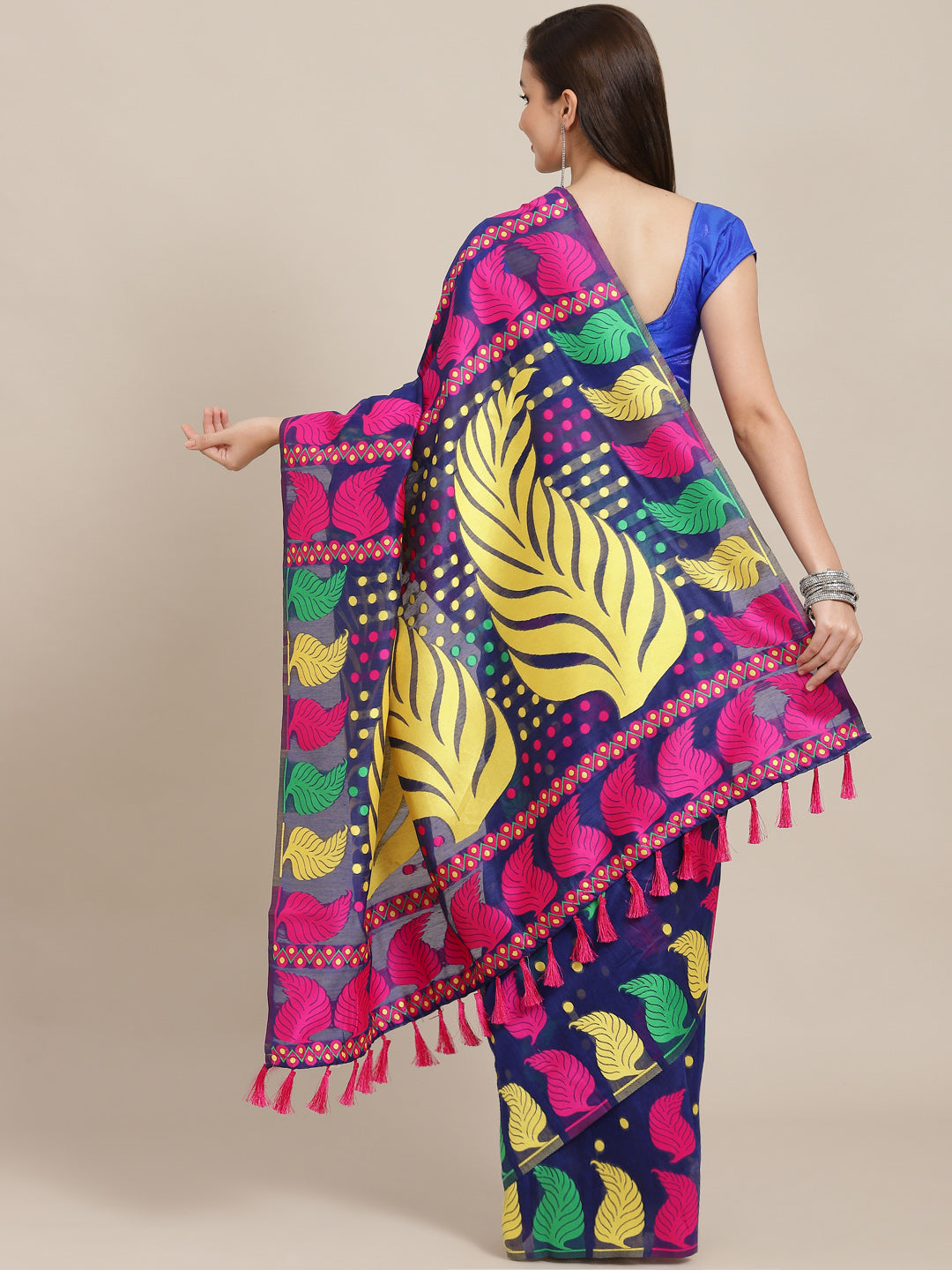 Women's Woven Jamdani Saree With Unstitched Blouse Piece