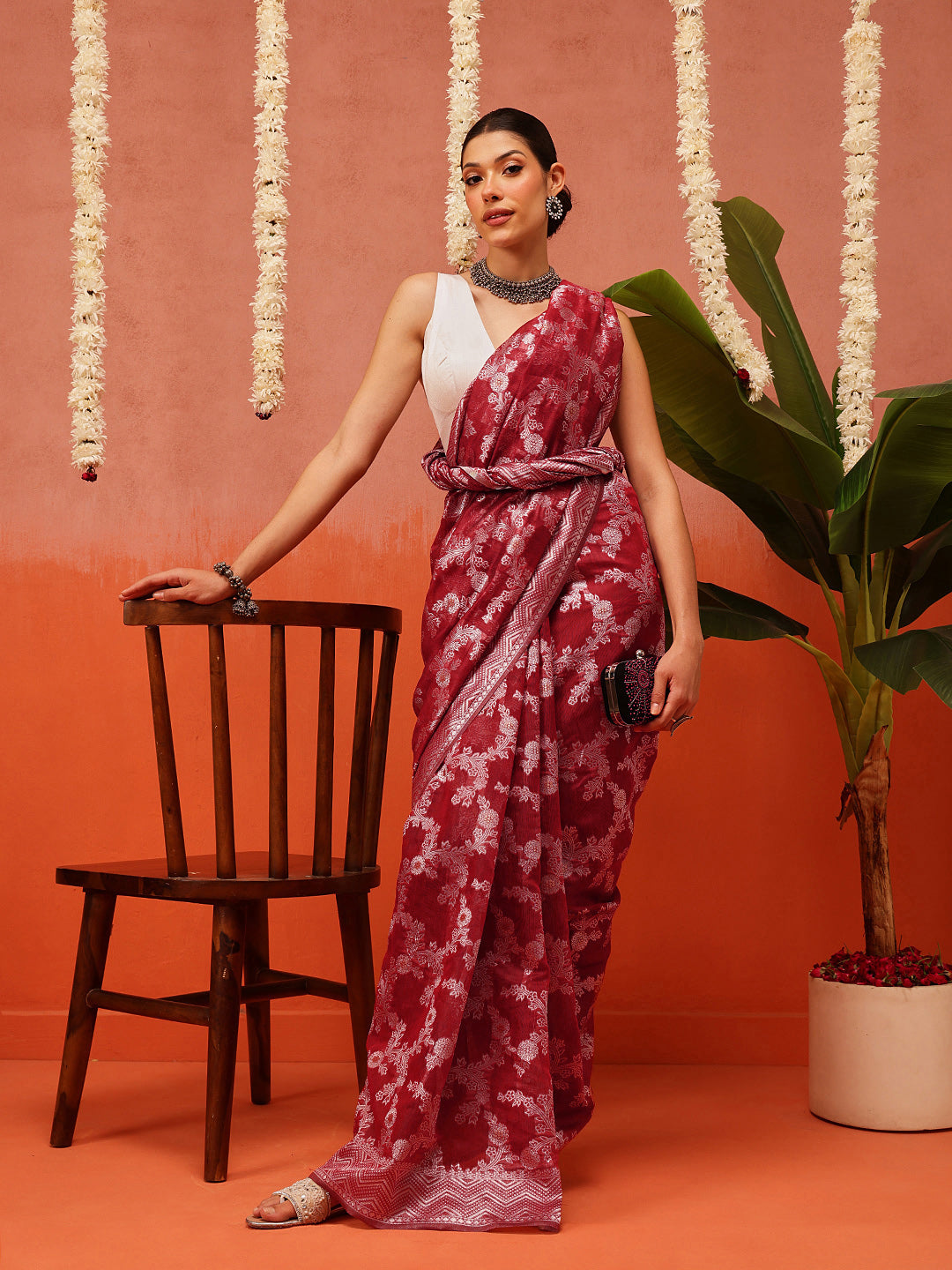 Cotton Jamdani Saree With Zari Border