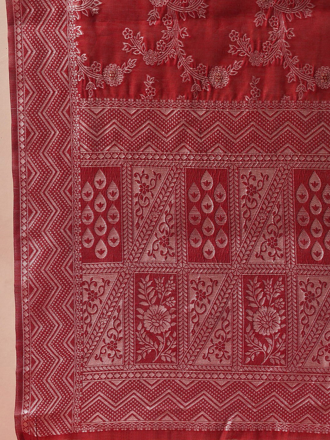 Cotton Jamdani Saree With Zari Border