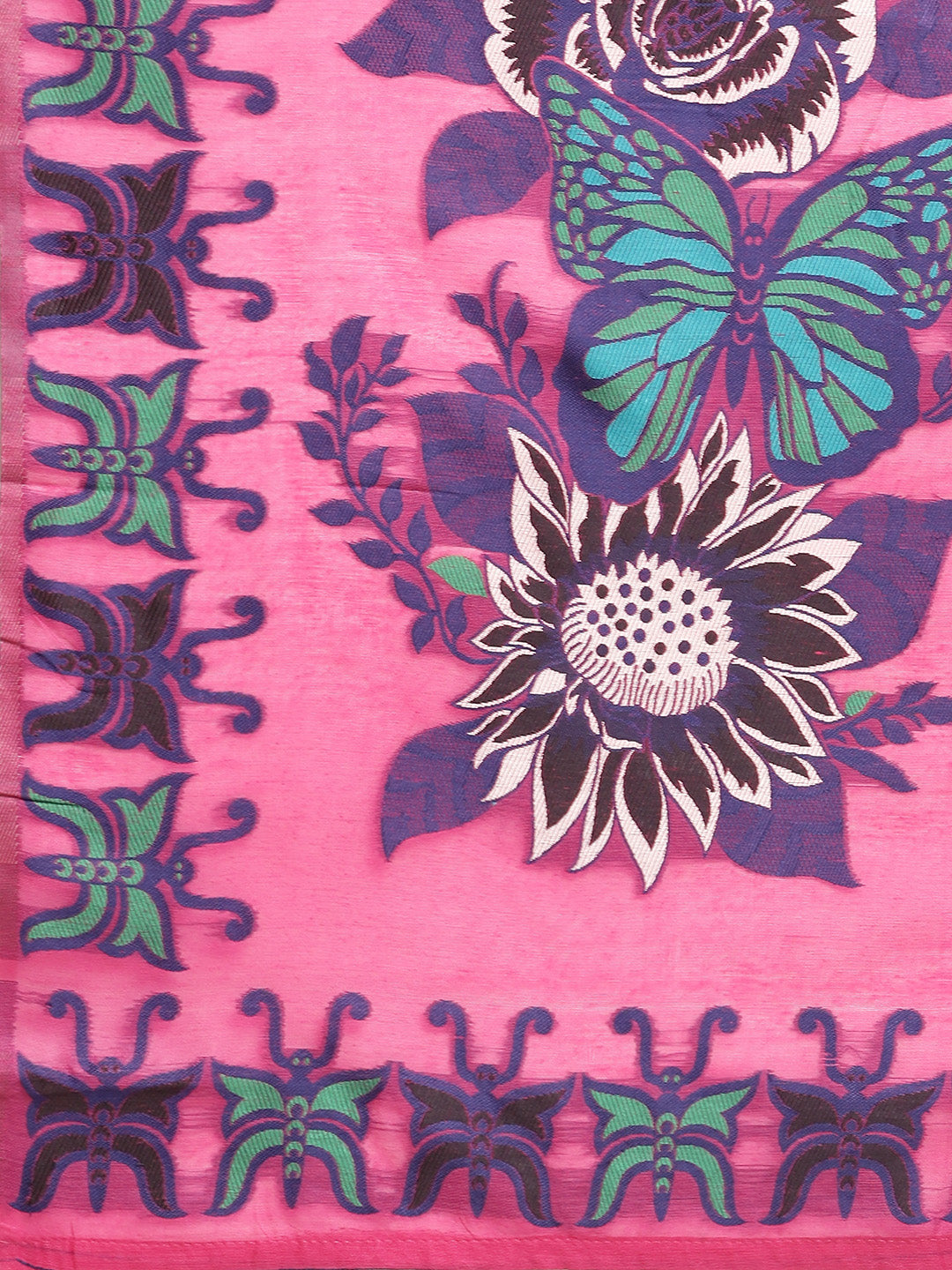 Women's Pure Cotton Jamdani Woven Saree With Unstitched Blouse Piece