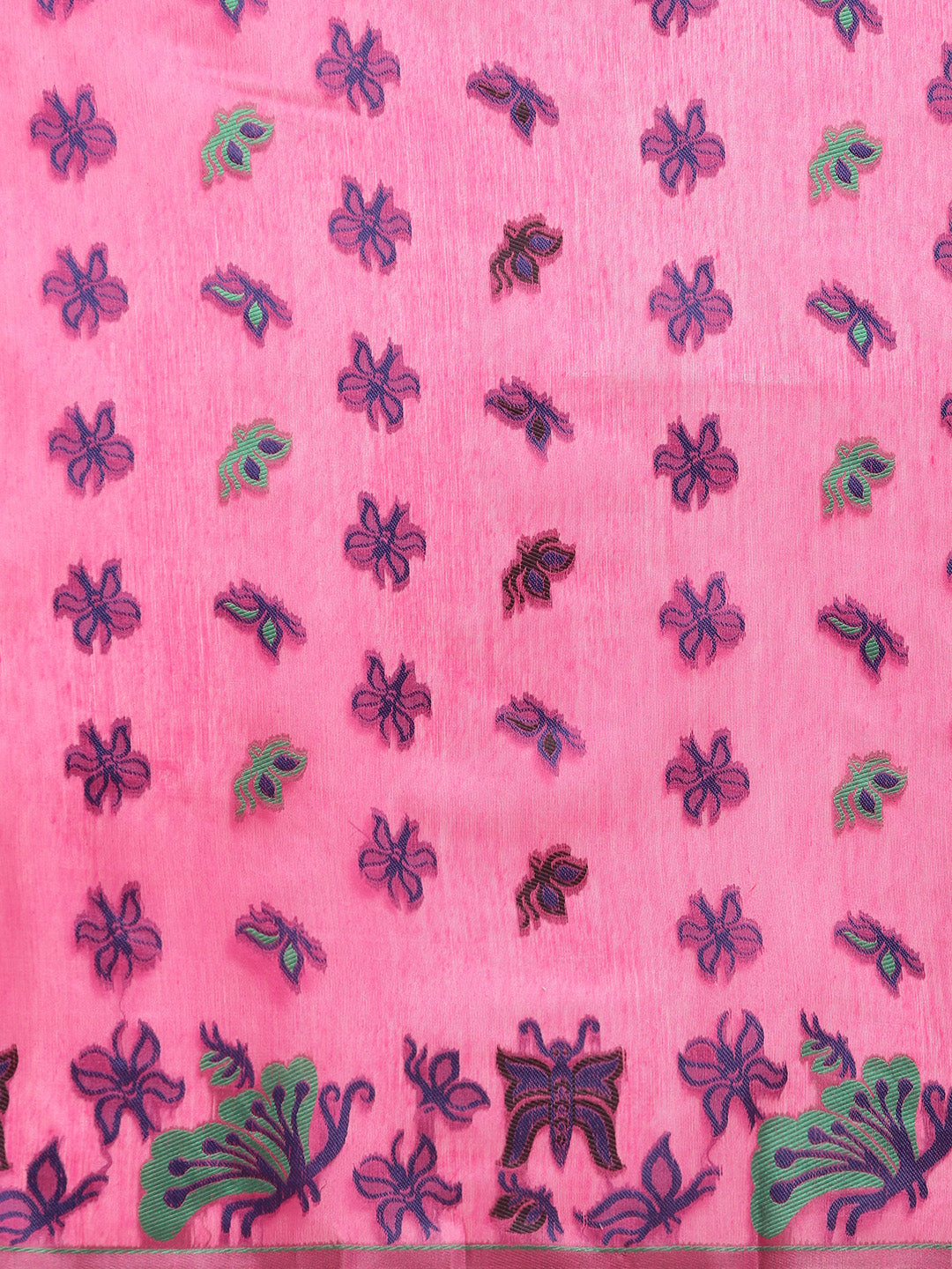 Women's Pure Cotton Jamdani Woven Saree With Unstitched Blouse Piece