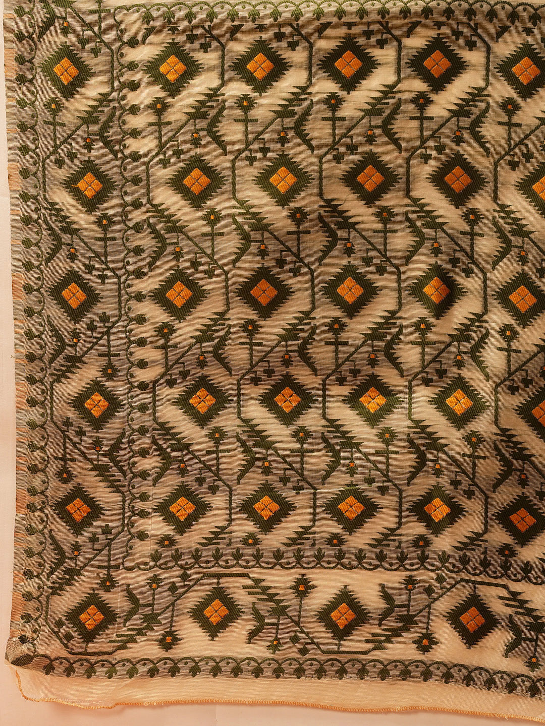 Geomatric Work Cotton Jamdani Saree